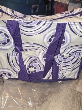 Thirty One Purple Geo Pop Retired Organizing Utility Tote Bag New